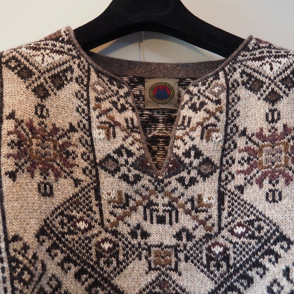Women's 100% Hand Loomed Alpaca Pullover Sweater - Millma Bolivia Size Small - Picture 4 of 8